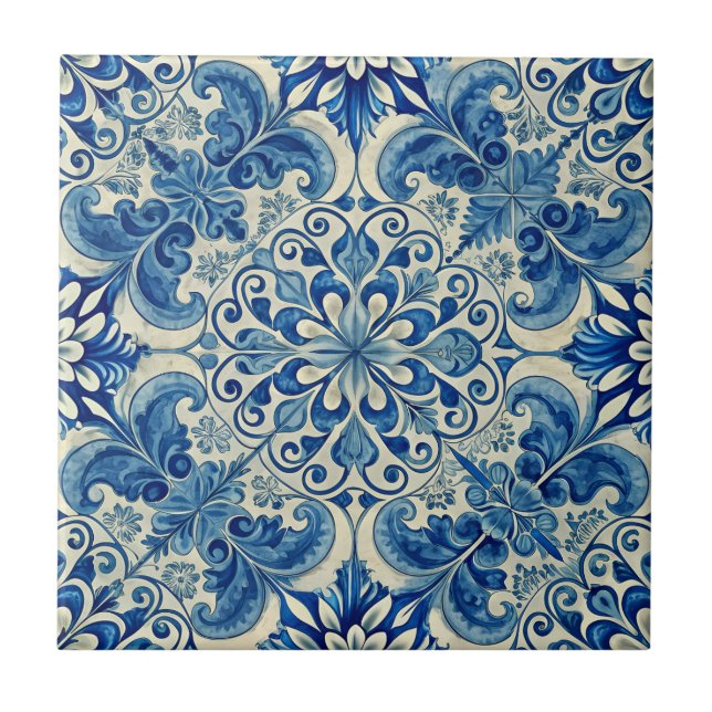Vintage Azulejo - padrão azul português (Frente)