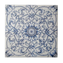 Vintage Azulejo Victorian Transferware em Cor Delf