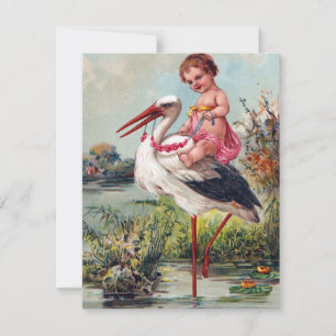 Vintage Baby and Stork