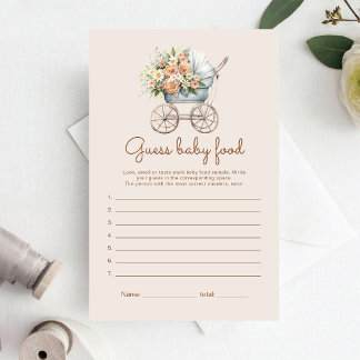 Vintage Baby Carruagem adivinha jogo de comida
