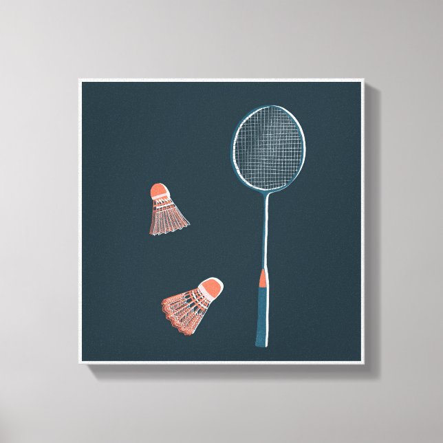 Vintage badminton impressão - mão desenhada para v (Frente)
