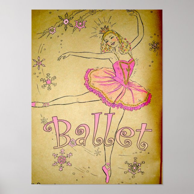 Vintage Ballerina Wall Poster (Frente)
