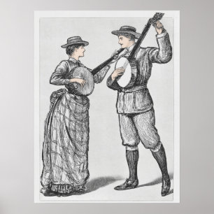 Vintage Banjo Players impressão