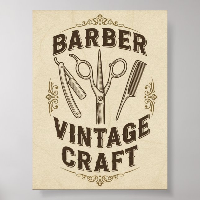 Vintage Barber Shop Poster (Frente)