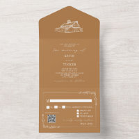 Vintage Barn Goldenrod QR RSVP Fazenda Casamento
