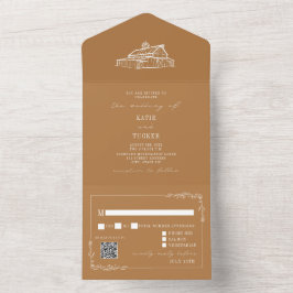 Vintage Barn Goldenrod QR RSVP Fazenda Casamento