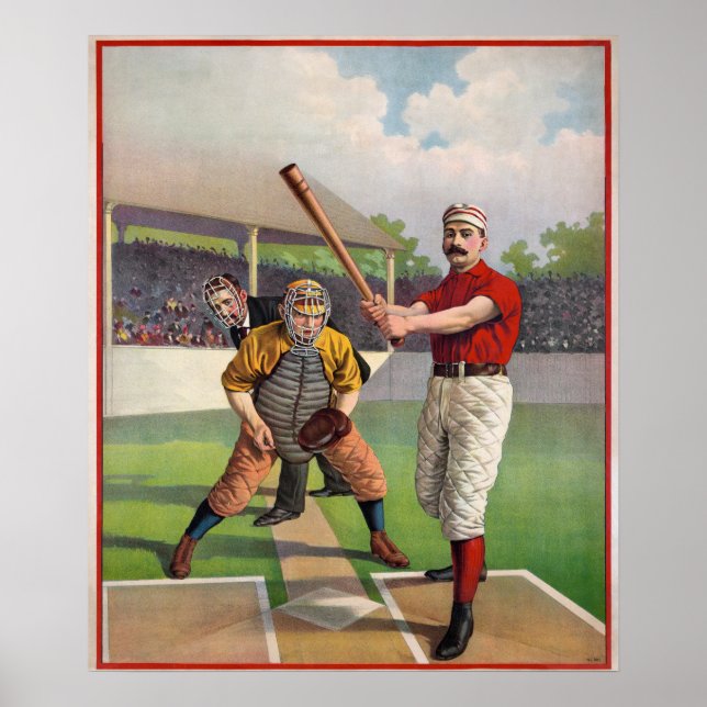 Vintage Baseball Players  Poster (Frente)