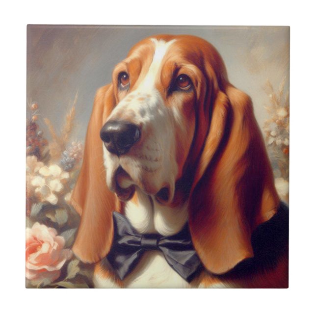 Vintage Basset Hound Painting (Frente)
