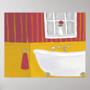 Vintage Bath Original Painting Poster Impressão