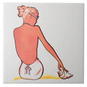 Vintage Beach Girl com elegância de verão de conch