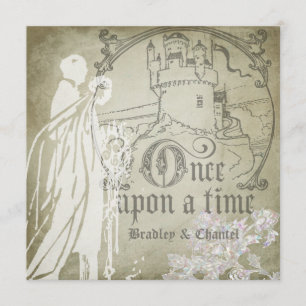 Vintage Bege Era Uma Vez Convite