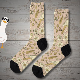 Vintage beige bird and botany