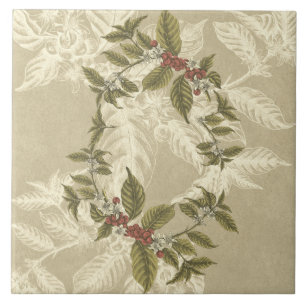 Vintage Beige Green Floral
