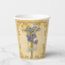 Vintage Belo Beige Flowers Secos com Nome