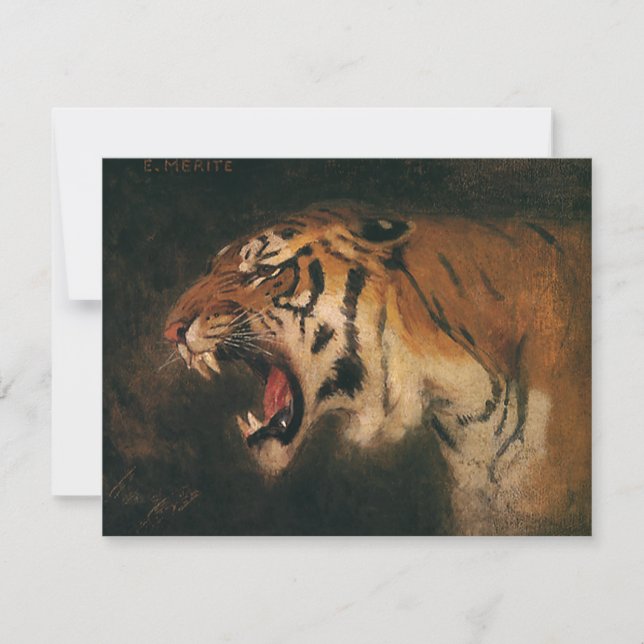 Vintage Bengal Tiger Big Cat Roaring, Animais Selv (Frente)