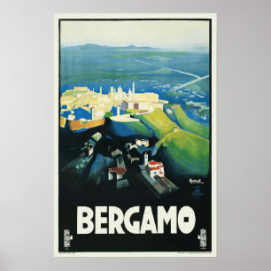 Vintage Bergamo Itália Viagem Ad Poster