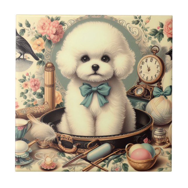 Vintage Bichon Frisé Painting (Frente)