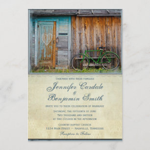 Vintage Bicicleta Rustic Barn Casamentos Convites