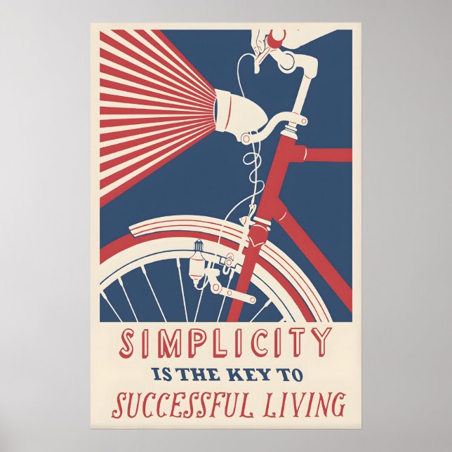 Vintage Bicycle Ad Poster Simplicity Art Print (Frente)