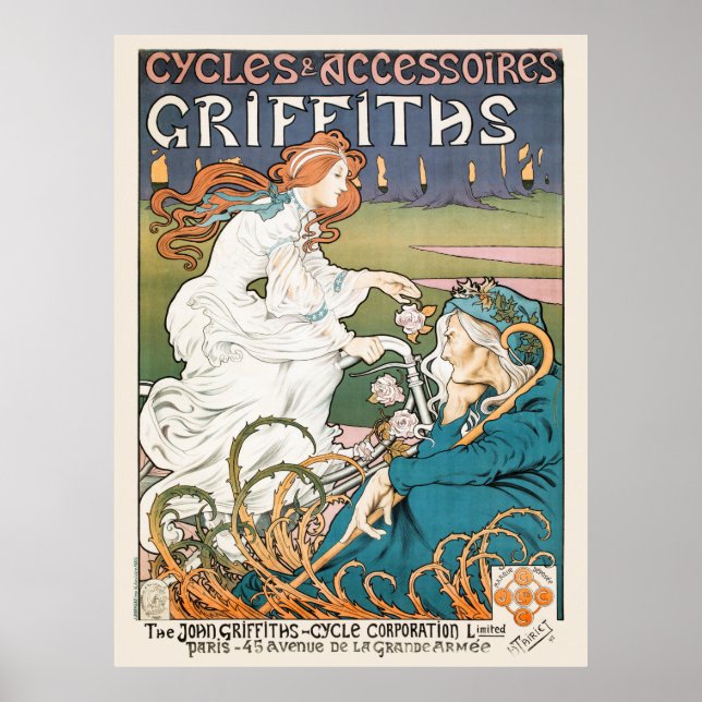 Vintage Bicycle Advertising Poster França 1898 (Frente)