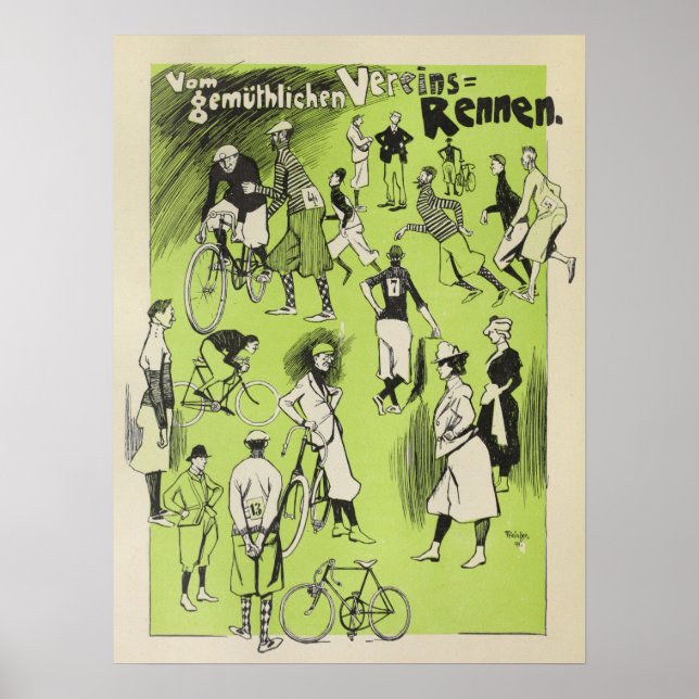 Vintage Bicycle Club 1898 Races Ad Art Poster (Frente)