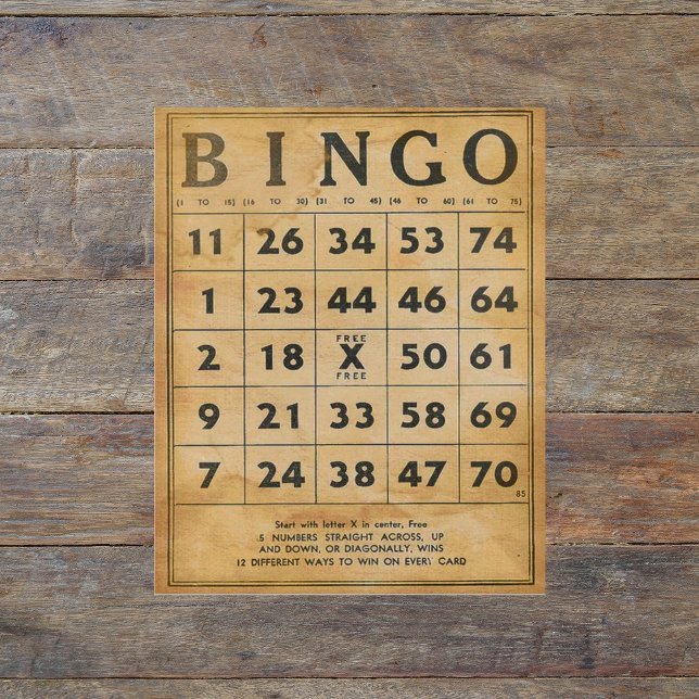 Vintage Bingo Card Scrapbook Ephemera (Criador carregado)