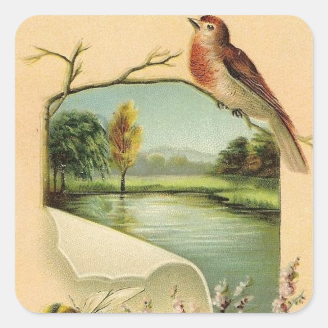 Vintage Bird com adesivos para animais divertidos (Frente)