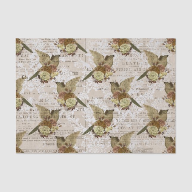 Vintage Bird Ephemera - Papel Tecidual de Decoupag (Frente )