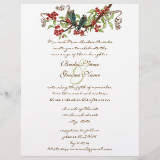 Vintage Bird Teal & Red Wedings Invtions