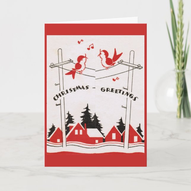 Vintage - Birds Sing Cartões de natal, (Frente)