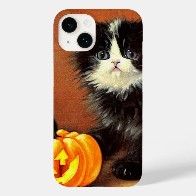 Vintage Black and White Halloween Kitten (Verso)