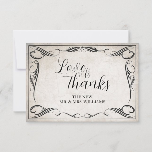 Vintage Black Art Deco Wedding Obrigado (Frente)