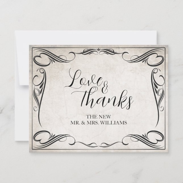 Vintage Black Art Deco Wedding Obrigado (Frente)