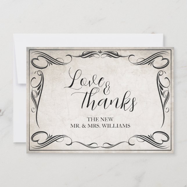 Vintage Black Art Deco Wedding Obrigado (Frente)