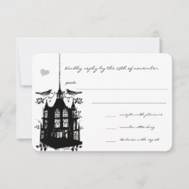 Vintage Black Bird Accent Pink Accent RSVP de Casa