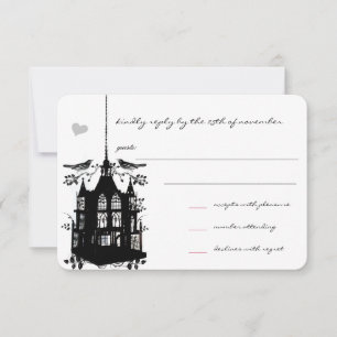 Vintage Black Bird Accent Pink Accent RSVP de Casa