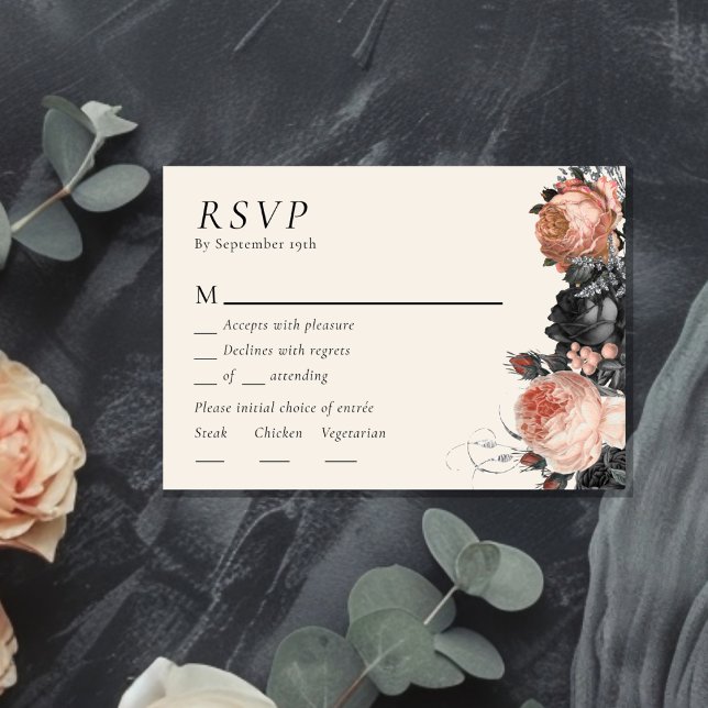 Vintage Black Blush Menu RSVP (Criador carregado)