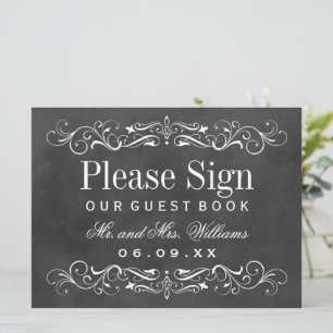 Vintage Black Chalkboard Weding Guest Book