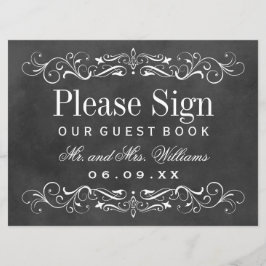 Vintage Black Chalkboard Weding Guest Book