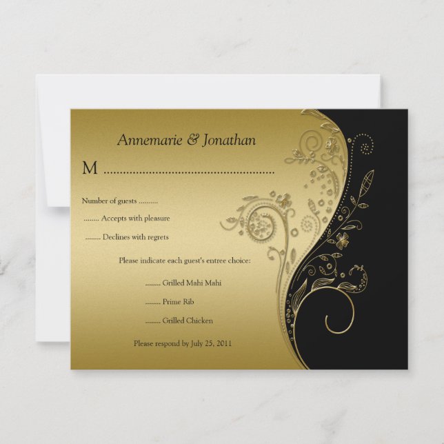 Vintage Black e Dourada RSVP Floral (Frente)