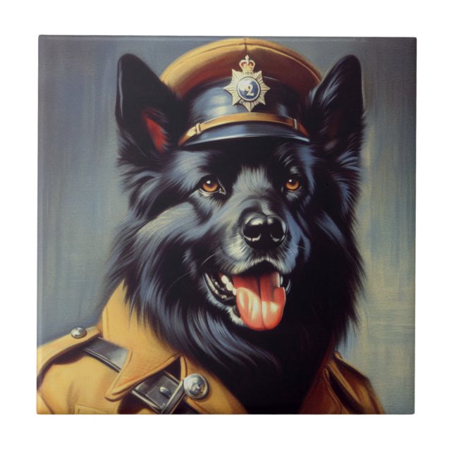 Vintage Black German shepherd Painting (Frente)