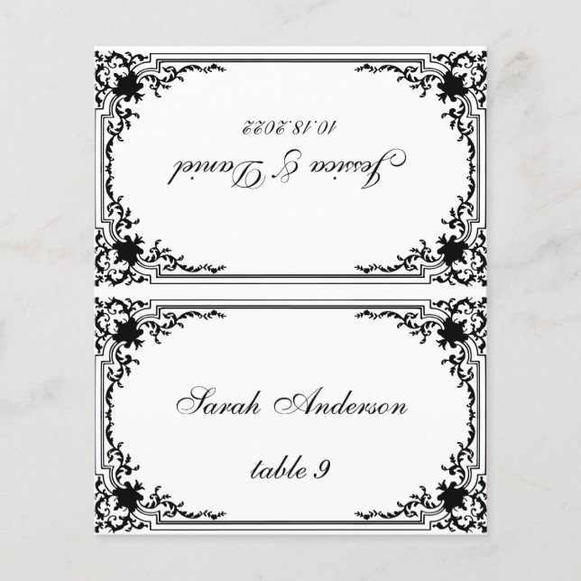Vintage Black White Guest Name (Frente)