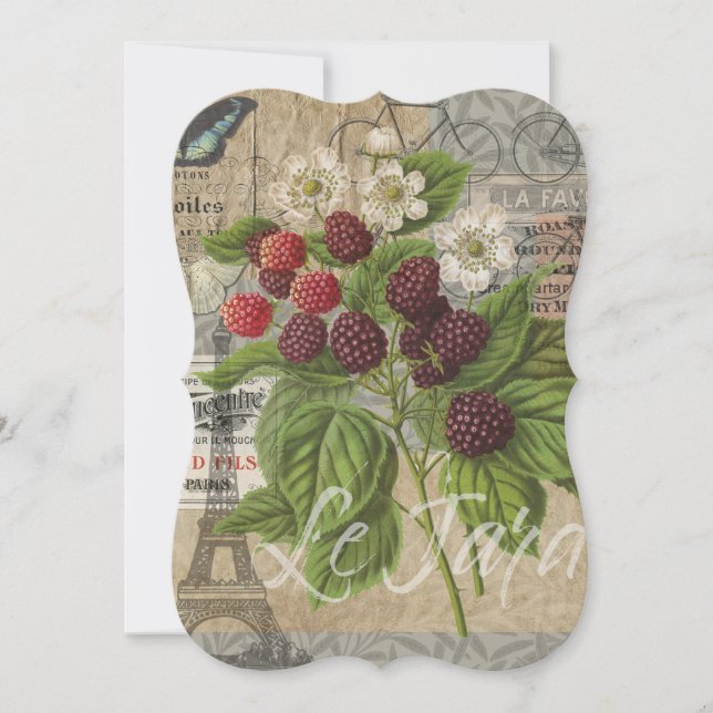 Vintage Blackberry & French Ephemera Art Collage (Frente)