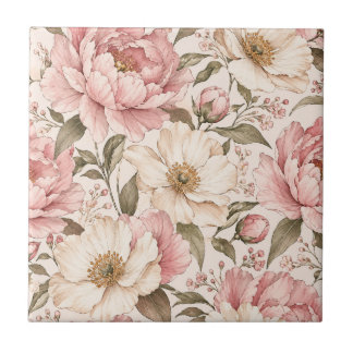 Vintage Blooming Peonies Pattern