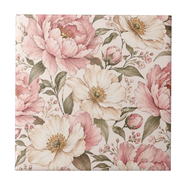Vintage Blooming Peonies Pattern (Frente)