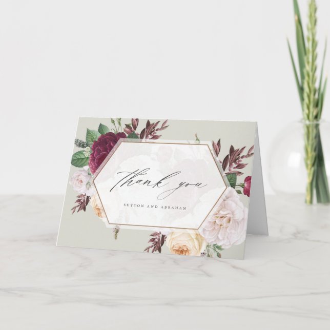 Vintage blooms cartões de agradecimentos floral de (Frente)