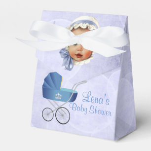 Vintage Blue Baby & Carruagem Tent Favhes Caixas