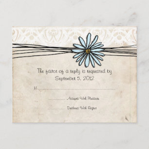 Vintage Blue Daisy Wedding RSVP