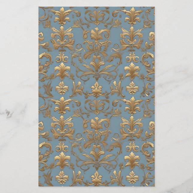 Vintage Blue Damask Paris Chic (Frente)