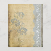 Vintage Blue Flower & Lace Scrapbook Paper